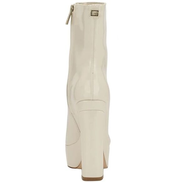 Guess Womens Byra Ivory Patent Square Toe Block Heel Mid-Calf Boots Shoes 8 - Picture 5 of 9